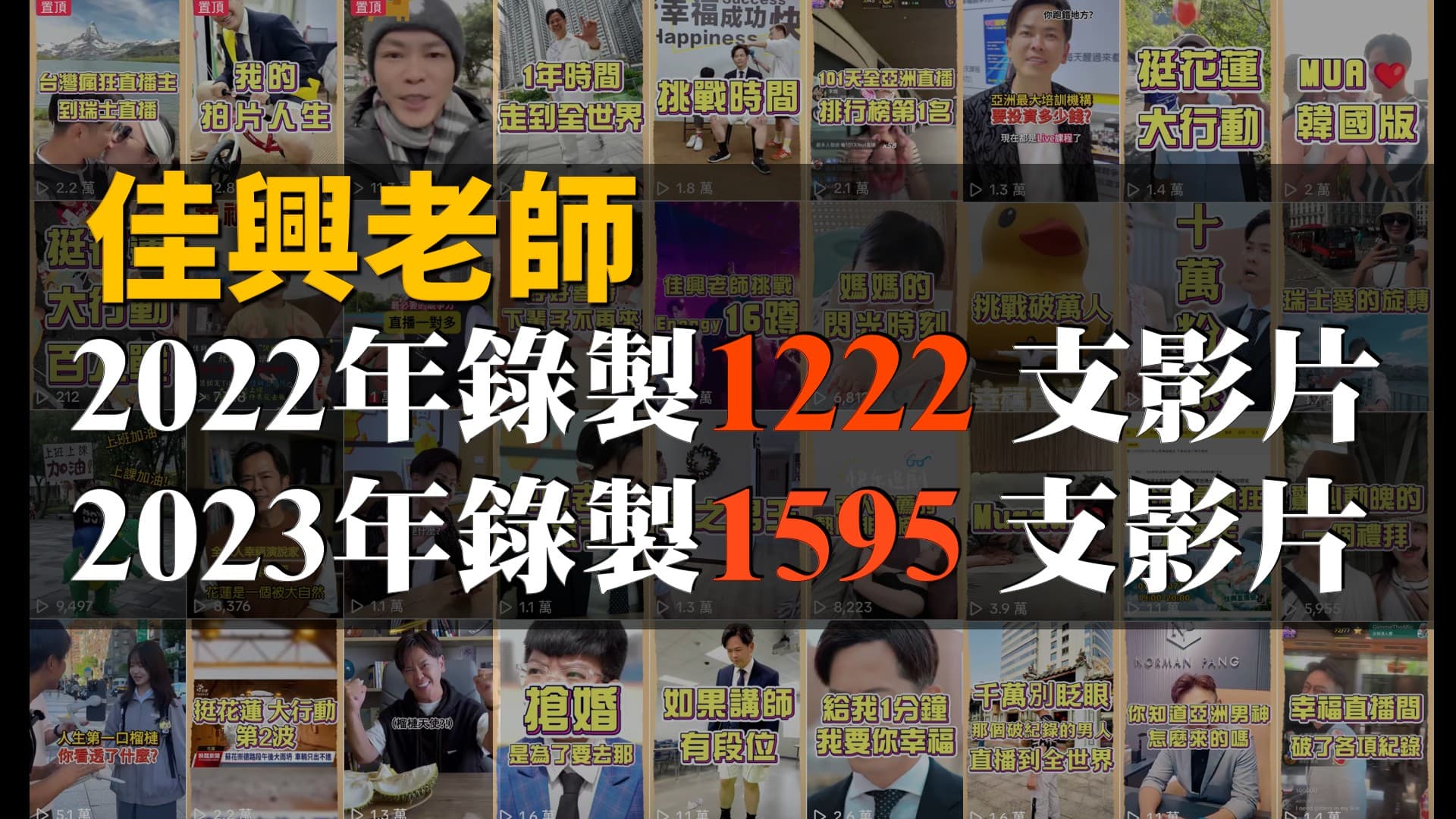 黃佳興2022年1222支與2023年1595支影片的年度創作整理簡報